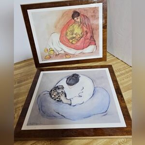Vintage R.C. Gorman Prints Laminated to Wood - Set of Two (8x10") Signed 1977